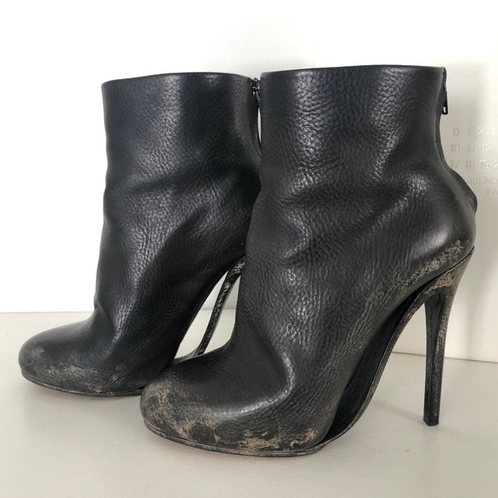Maison MARGIELA Leather Platform Ankle Booties 35